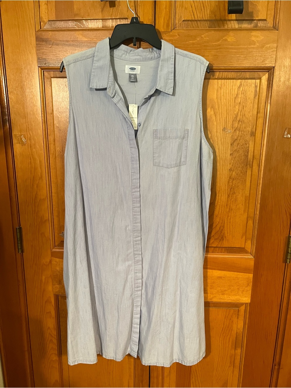 Old Navy Light Blue Sleeveless Midi Shirt Dress